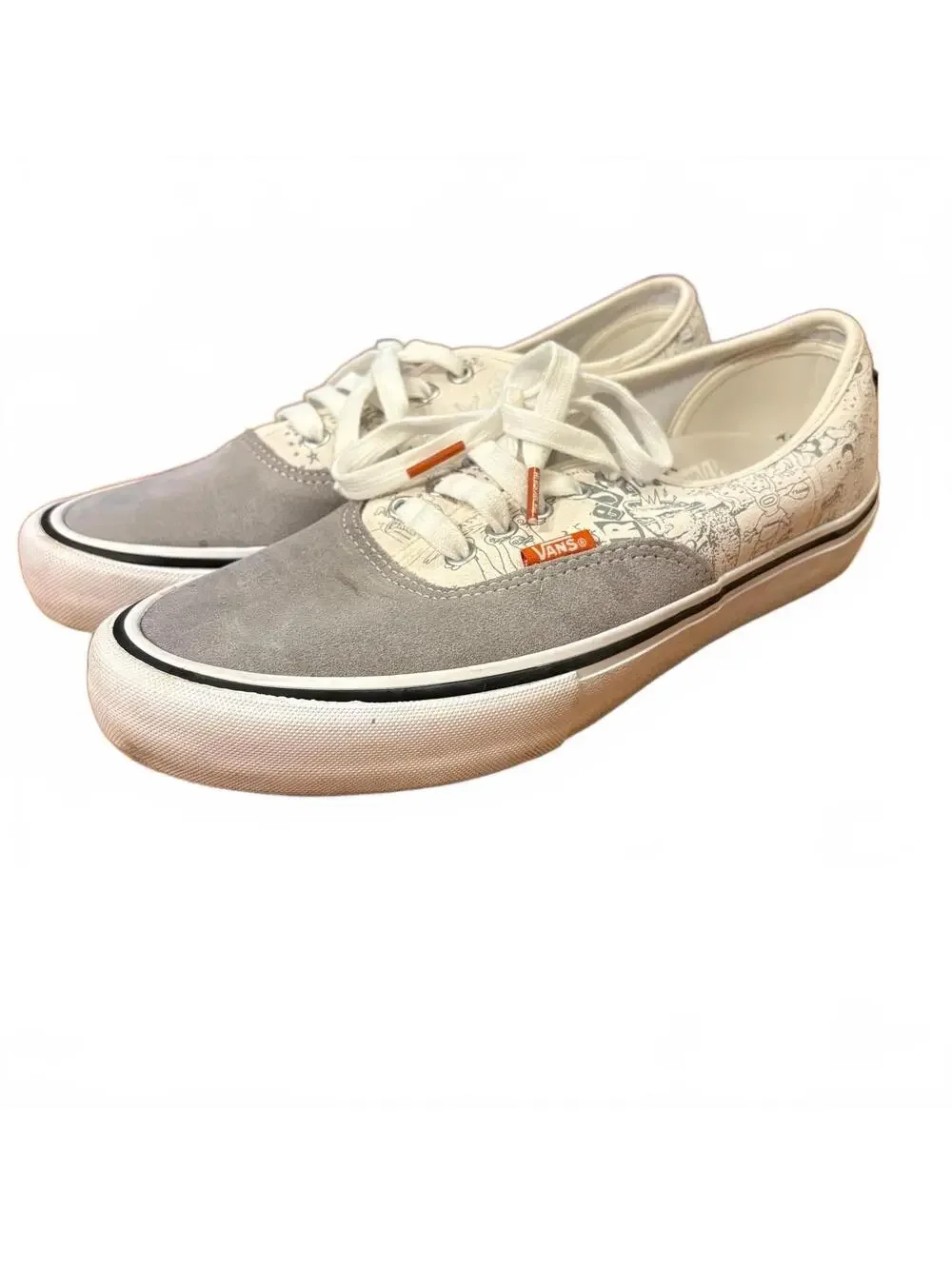 Vans x Daniel Johnston No Comply Gray Cream Lace Up Skate Shoes Men's 8.5 Doodle